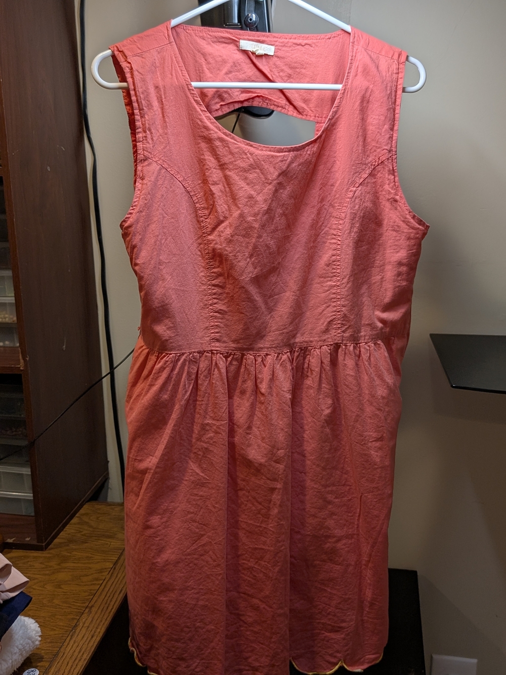 Tulle Coral Sleeveless Gathered-Waist Dress